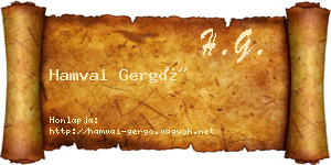 Hamvai Gergő névjegykártya
